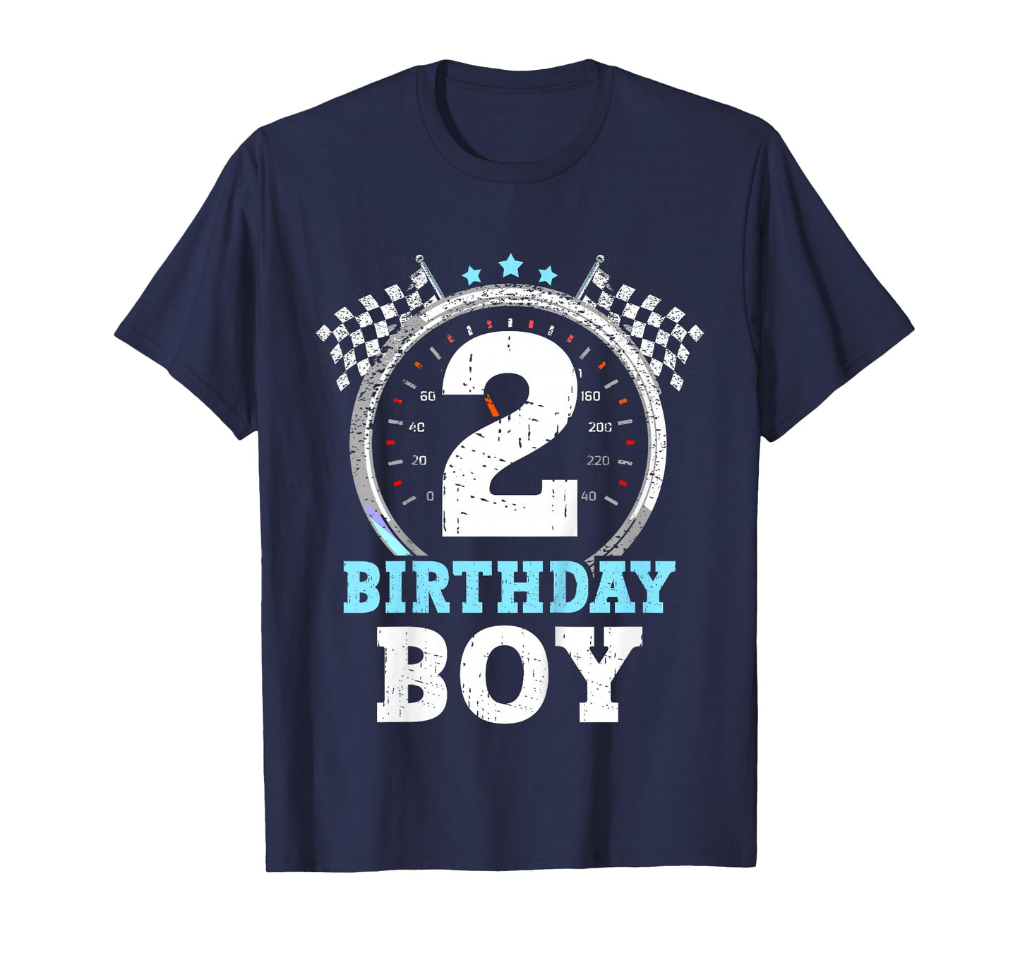 Kids 2nd Birthday Boy 2 Second Race Car Birthday Racing Car Flag T-Shirt