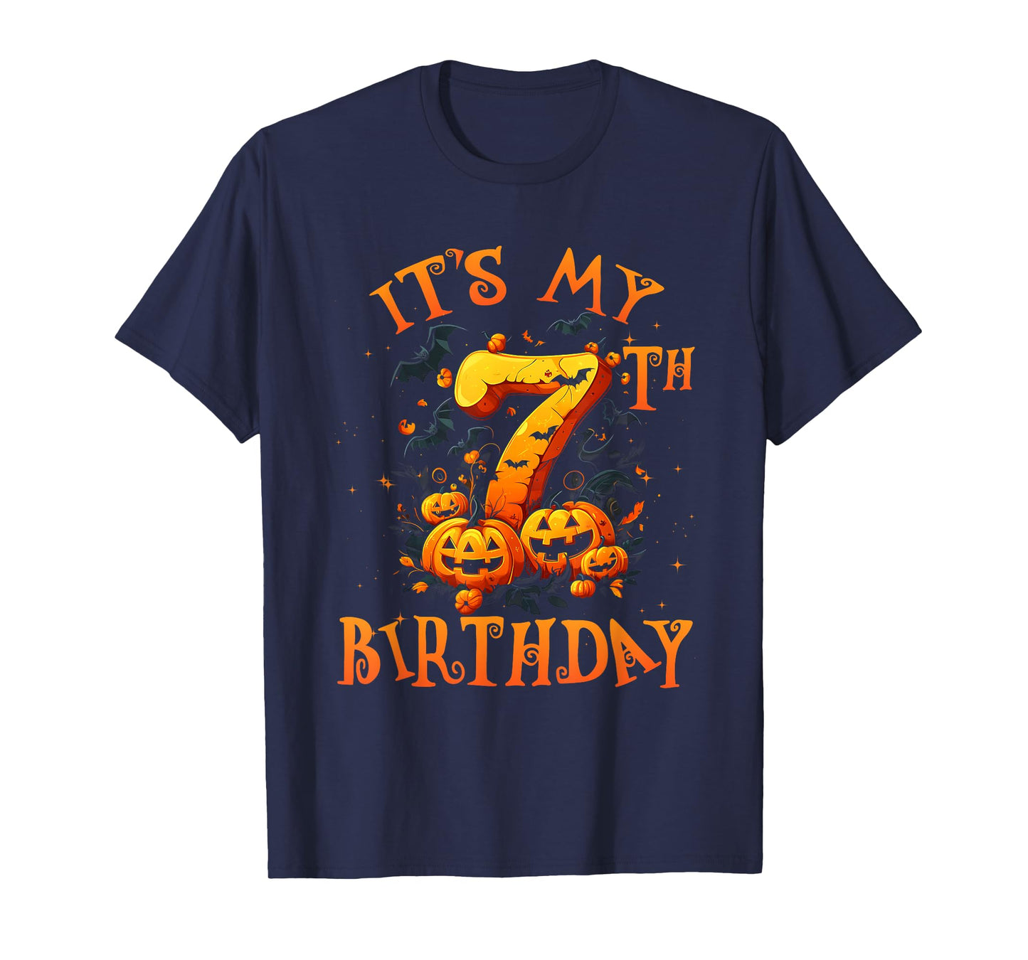 Boo It's My 7th Birthday Halloween Pumpkin 7 Years Old T-Shirt