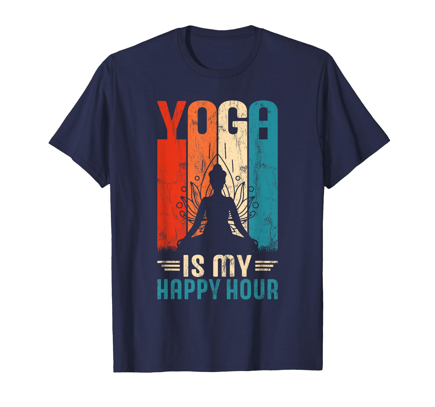 Retro Yoga Graphic Funny Saying Yoga Is My Happy Hour T-Shirt
