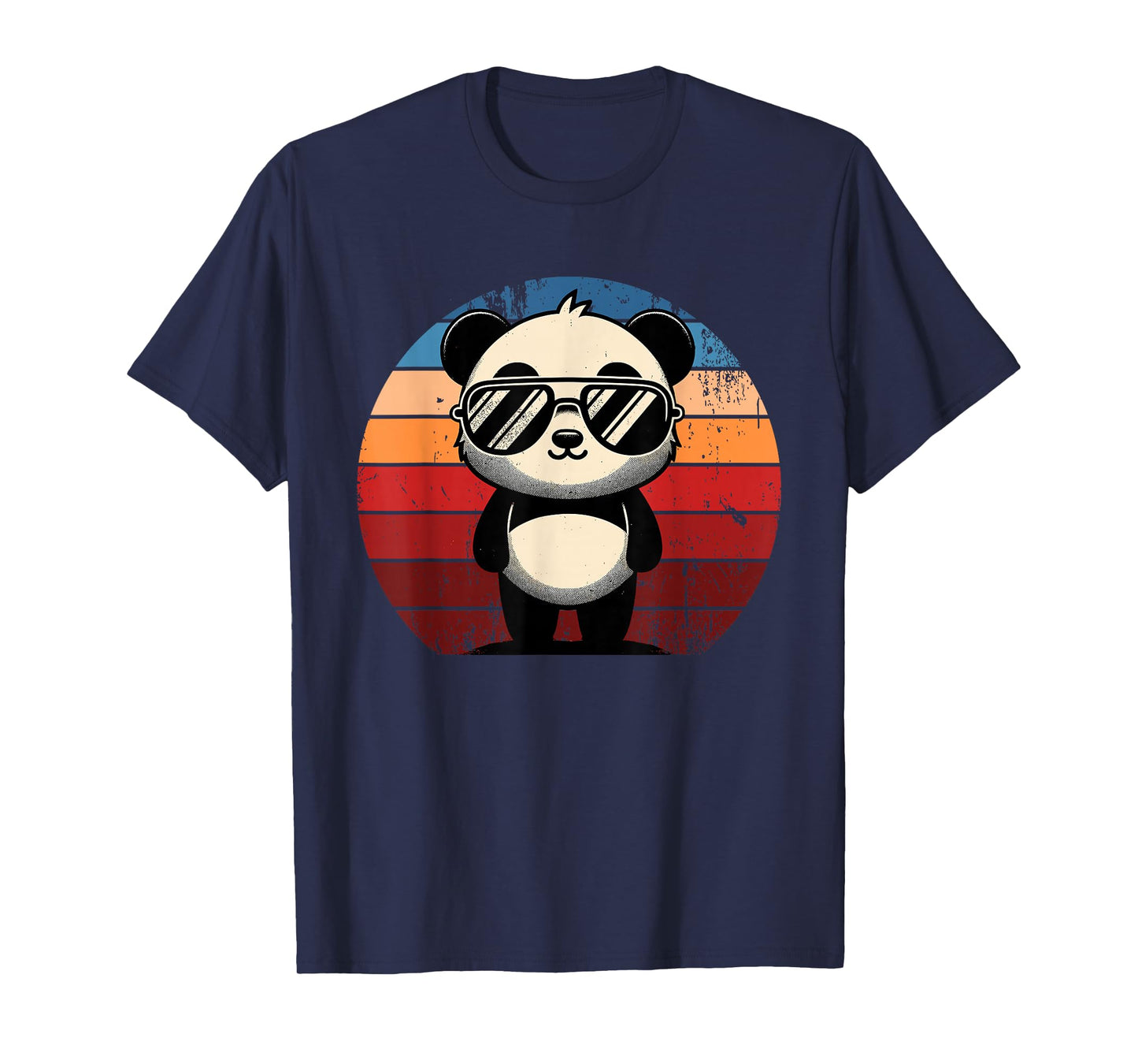 Retro Panda in Sunglasses BBQ Pool Party Funny Panda T-Shirt
