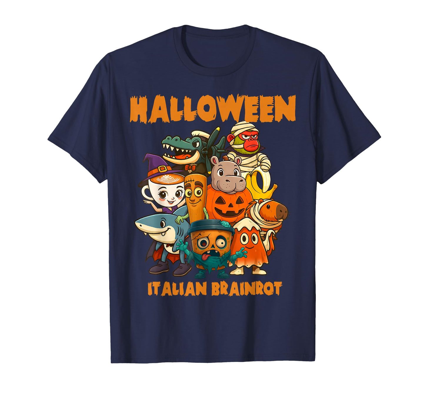 Italian Brainrot Characters Halloween Themes Costume Party T-Shirt