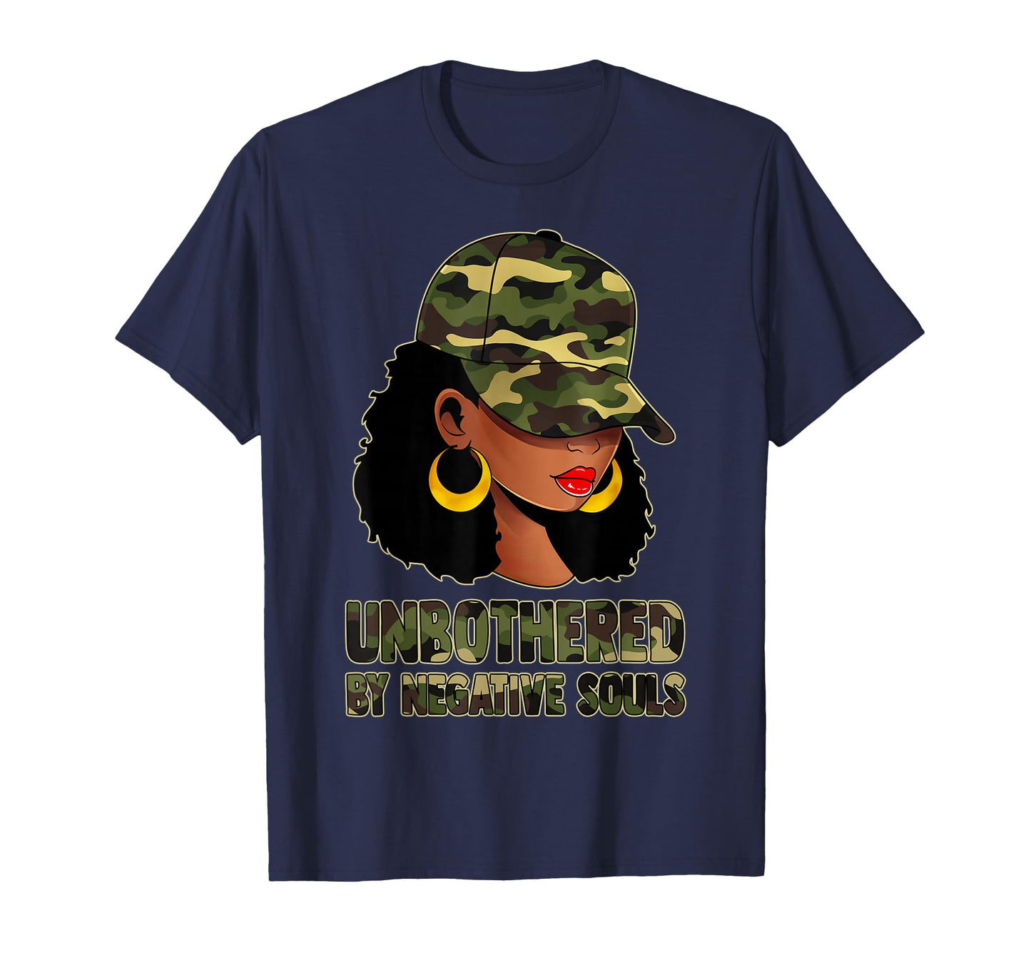 Afro Black Women Camo Melanin Queen Cap Hat Unbothered T-Shirt