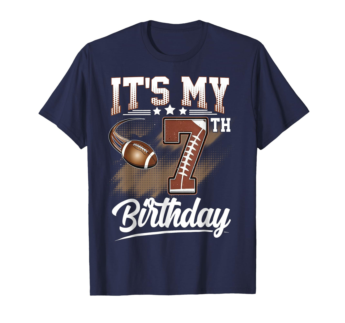 Kids 7 Year Old It's My 7th Birthday Football Themed Party T-Shirt