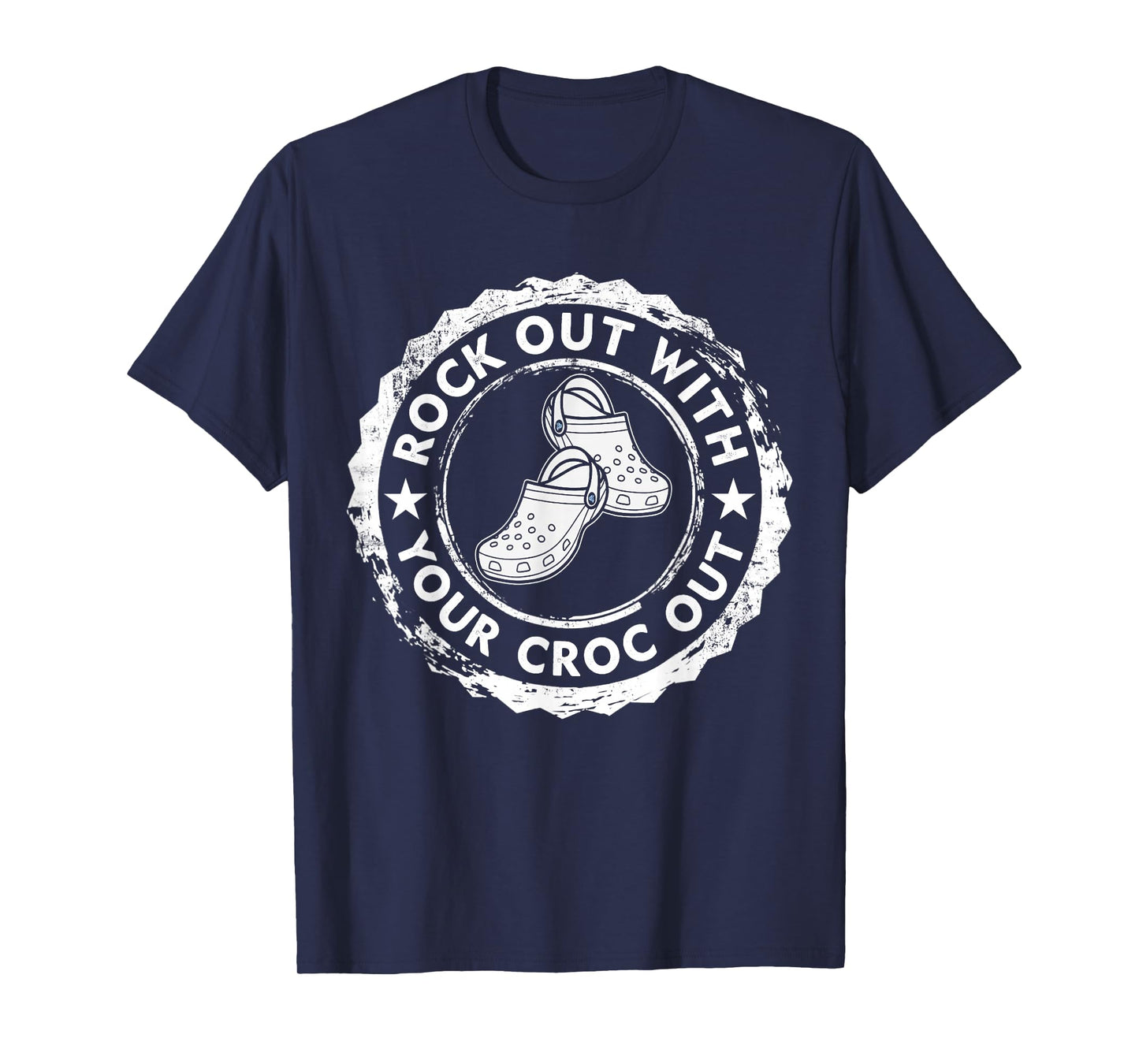 Distressed Retro Rock Out With Your Croc Out Nurse Tee T-Shirt