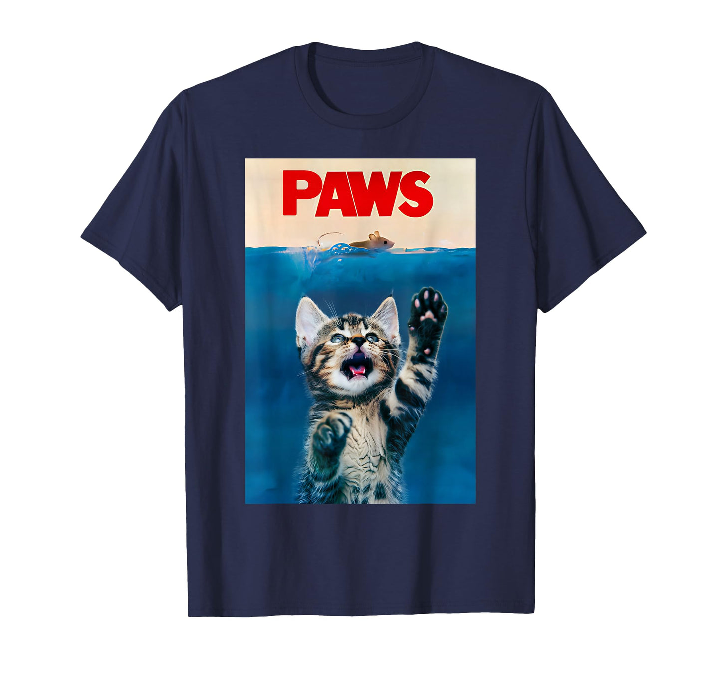 PAWS Funny Cat parody cat Lover Gift Kitten Shark Mouse meow T-Shirt
