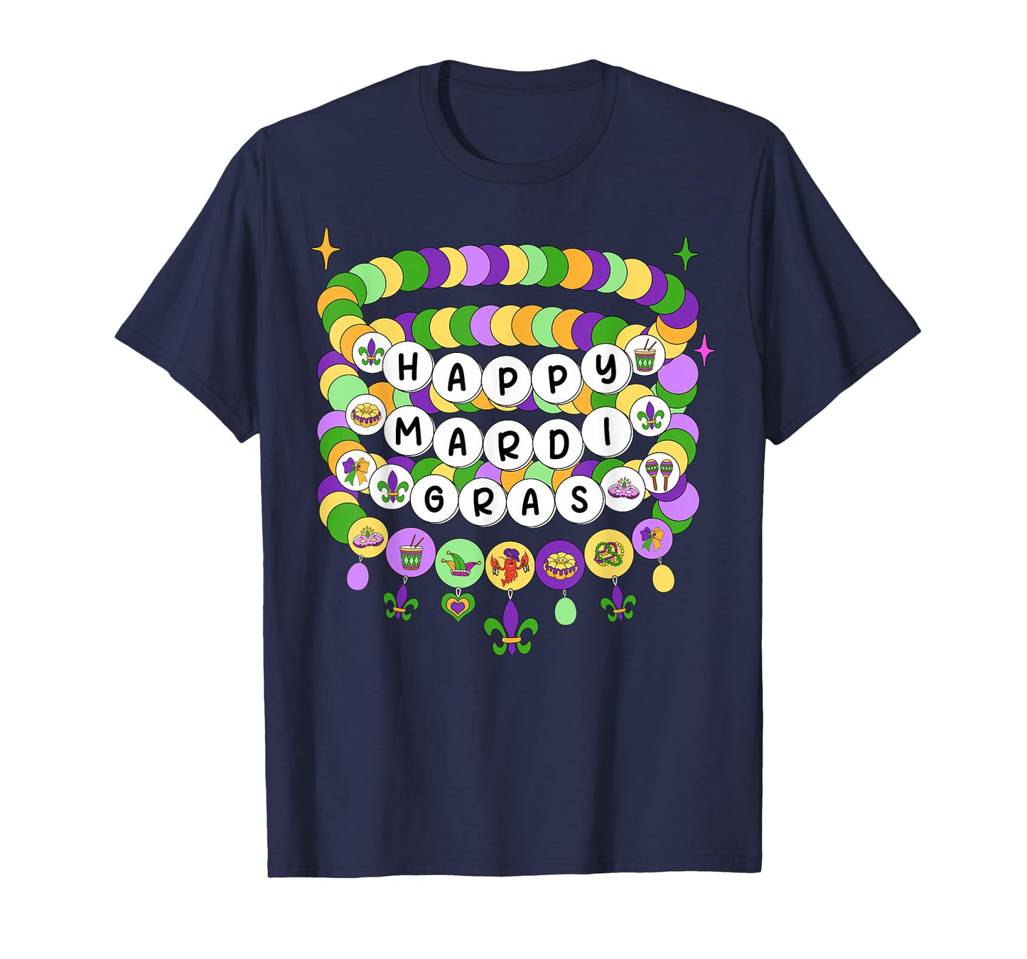 Mardi Gras Friendship Bracelet Mardi Gras Beads Kids Girls T-Shirt