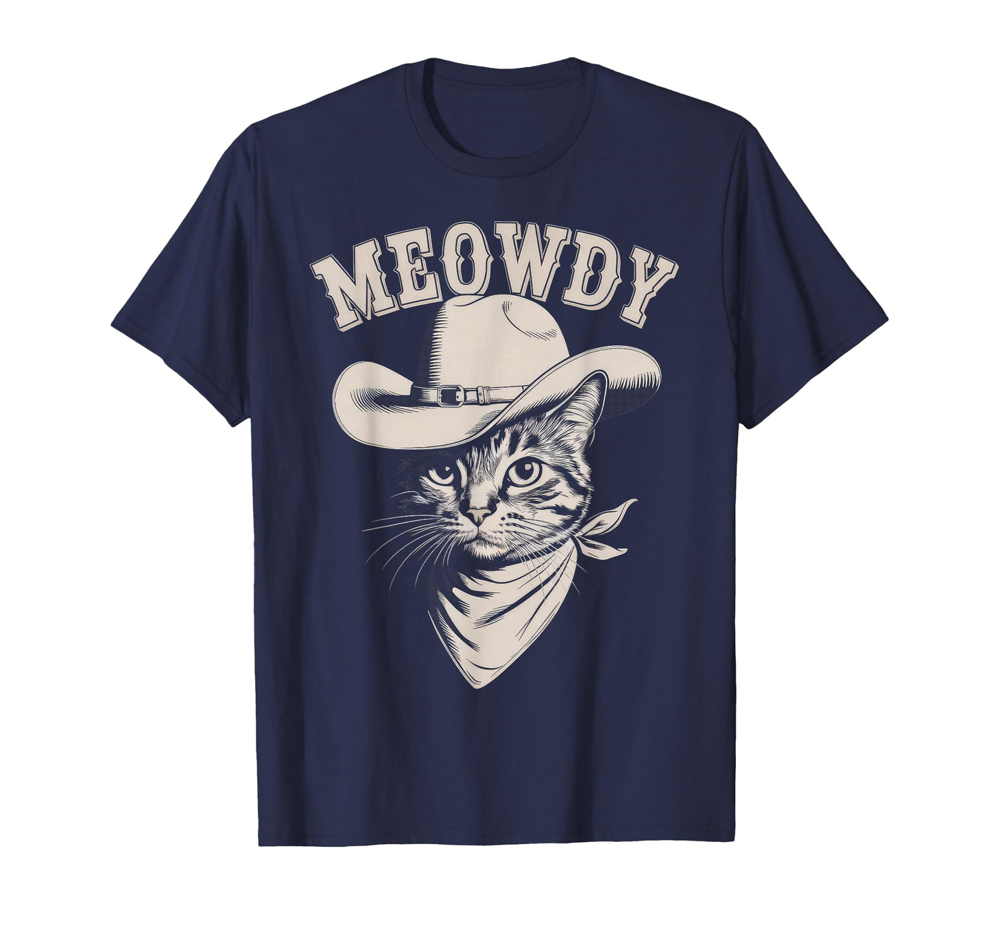 Meowdy Cat Funny Cowboy Western Graphic Cat Lady Cat Dad T-Shirt