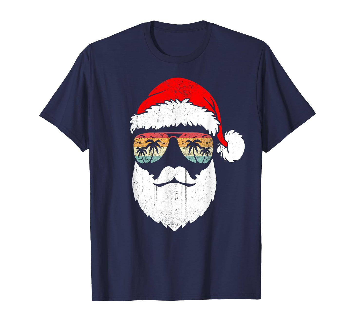 Santa Face Retro Sunglasses Hawaiian Christmas Xmas Tropical T-Shirt