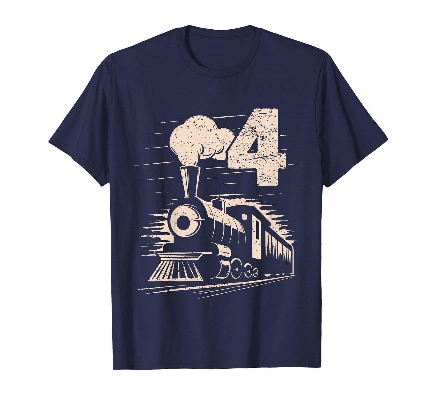 Funny Vintage 4th Train Birthday Boy Girl 4 Year Old T-Shirt