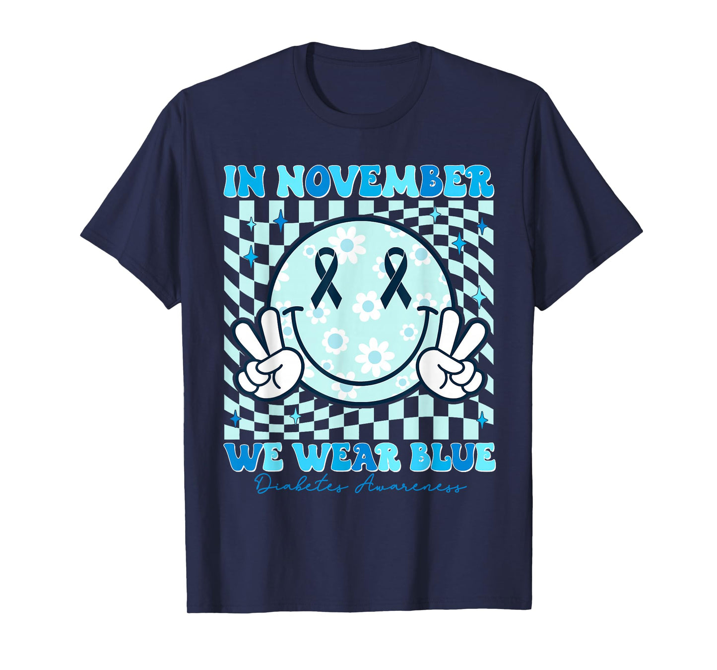 In November We Wear Ribbon Blue Diabetes Awareness Woman Men T-Shirt