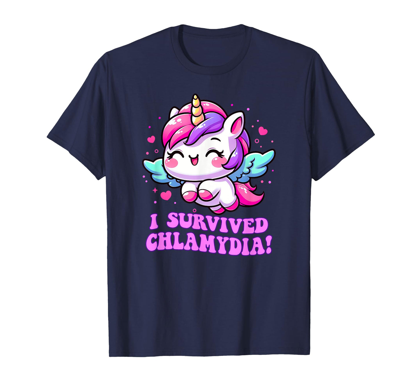 Embarrassing wacky weird adult humor unusual gifts I SURVIVED CHLAMYDIA Funny Inappropriate Cringe Gag Gift Unisex-Adults Black Small Modern Retro T-Shirt