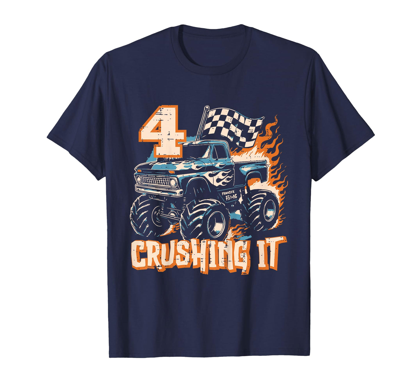 Kids 4 Crushing It Monster Truck Cool 4th Birthday Bday Boys Kids T-Shirt