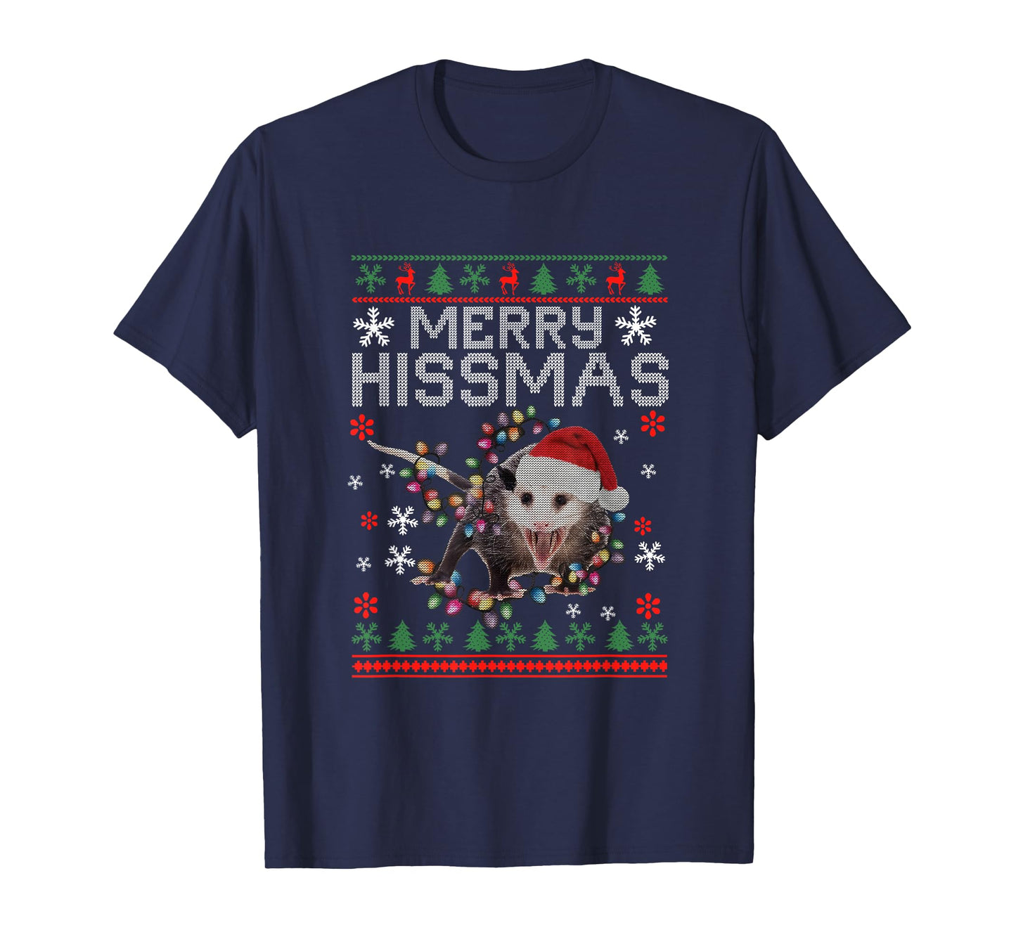 Funny Xmas Merry Hissmas Possum Lovers Opossum Christmas T-Shirt