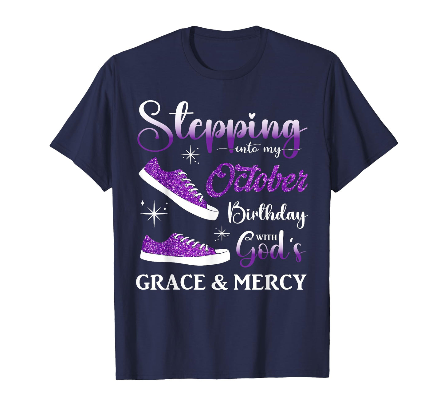 Stepping into My October Birthday Men Women Kids October BD T-Shirt