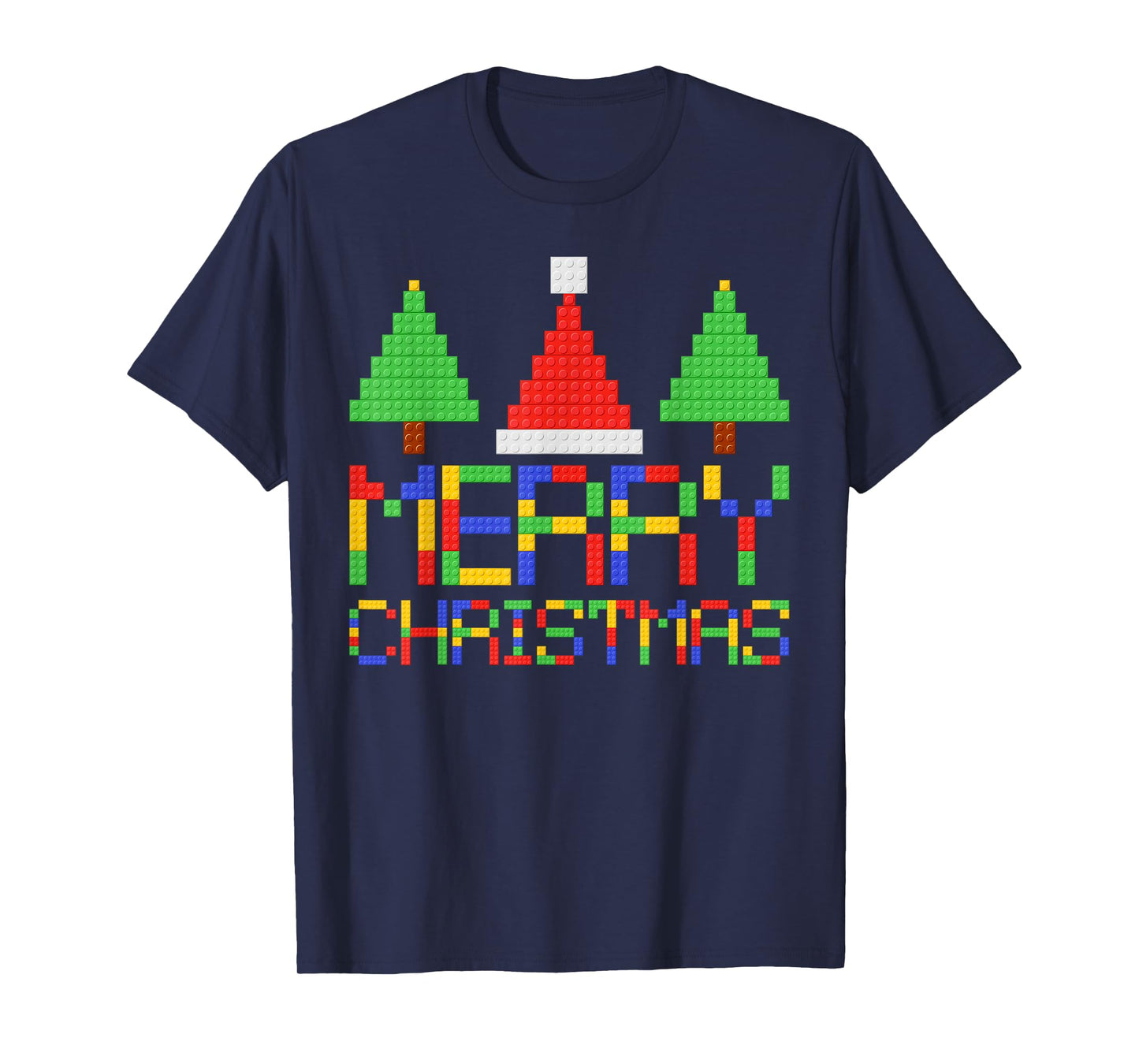 Merry Christmas Pajamas Blocks Building Lovers Boys Kids T-Shirt
