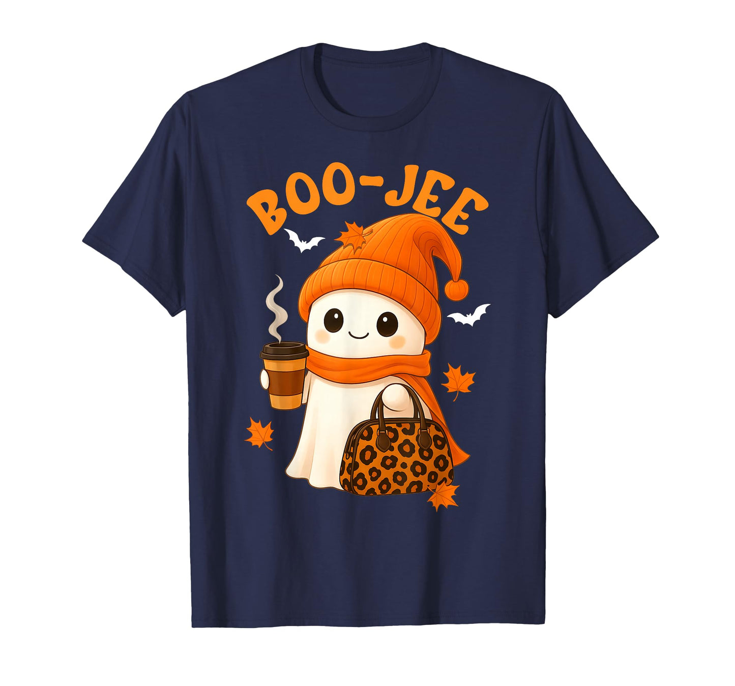 Cute Boo Jee Ghost Halloween Beanie Ghost Coffee Womens Girl T-Shirt