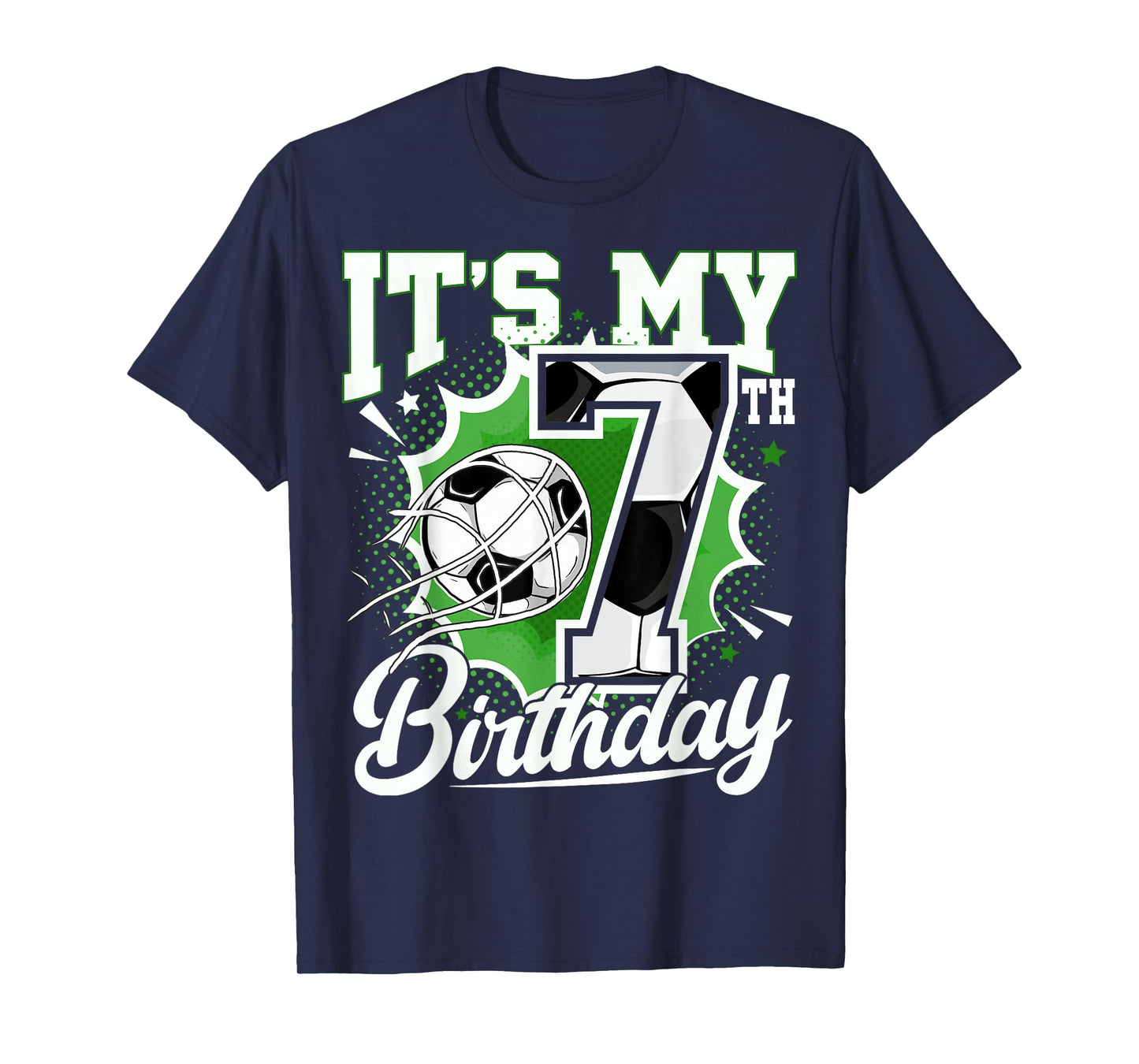Kids 7 Year Old Birthday It's My 7th Birthday Soccer Ball T-Shirt