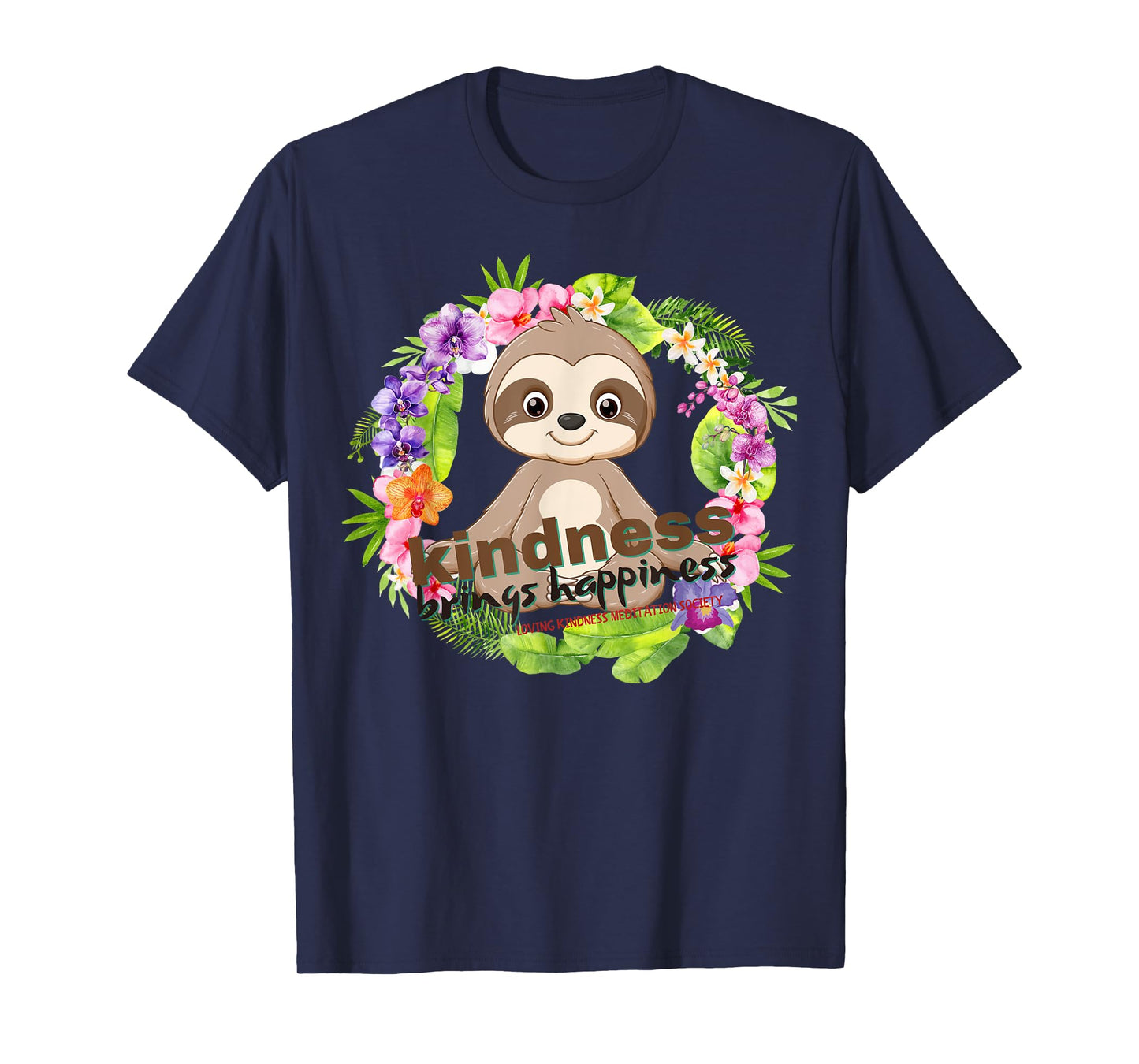 Zen Meditating Sloth Breathe Mindfulness Compassion Kindness T-Shirt