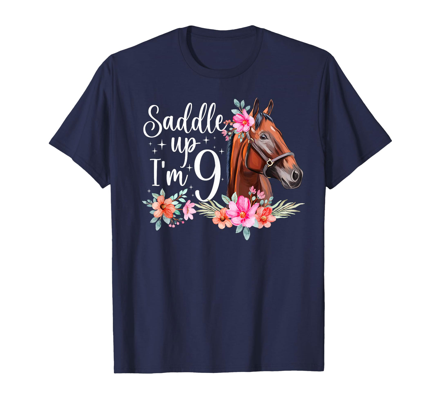 9th Horse Birthday Nine Year Old Girl Horses Birthday T-Shirt