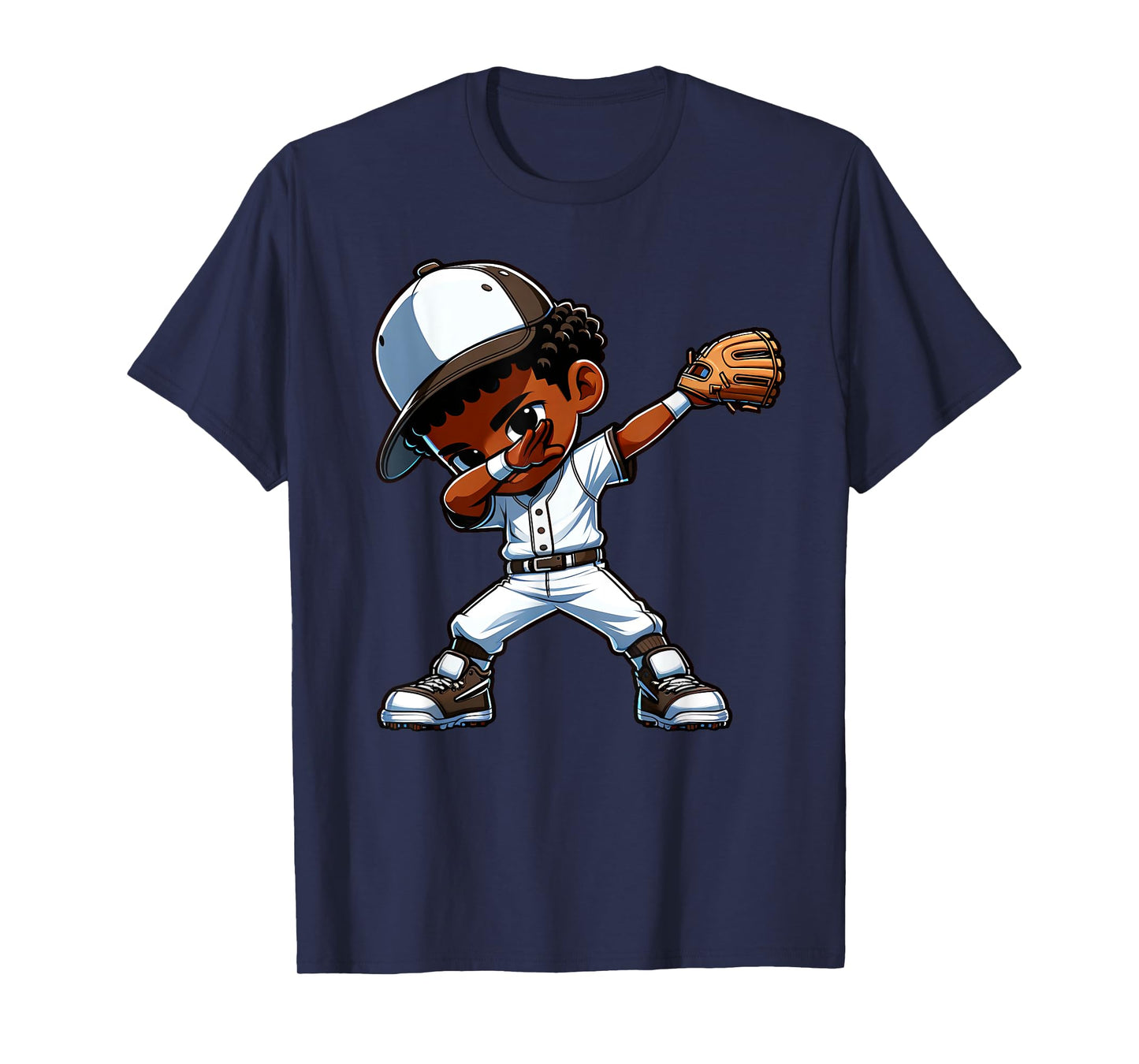 Funny Black Kid Dabbing Baseball Player Afro Boys Girls Kids T-Shirt