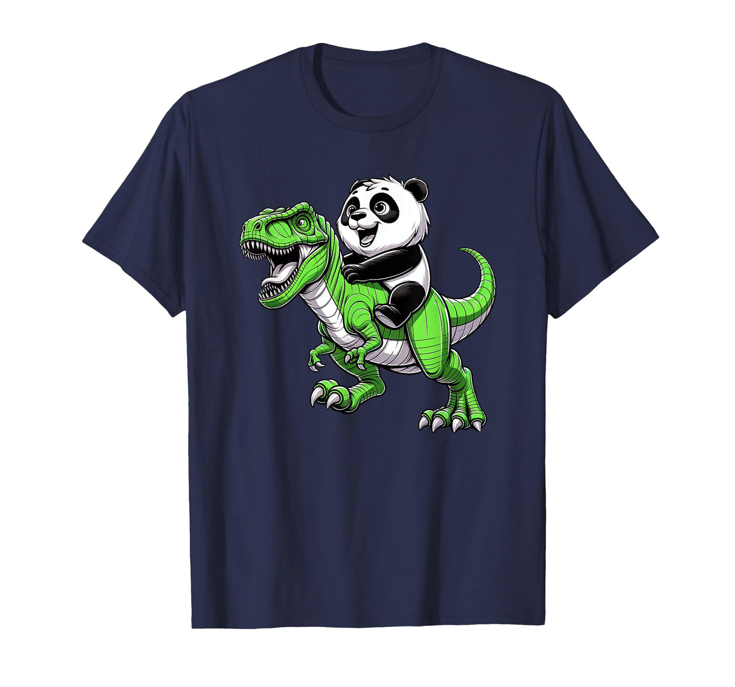 Cute T rex Panda Funny Riding Dinosaur Boys Girls Kids T-Shirt