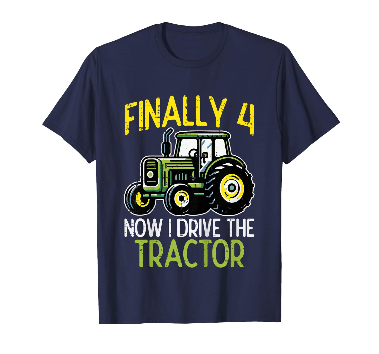 Kids Finally 4 Now I Drive Tractor 4th Birthday Farm Boys Kids T-Shirt