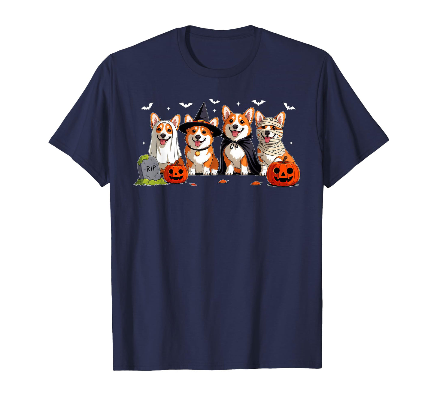 Corgi Dog Ghost Witch Mummy Pumpkin Halloween Spooky Season T-Shirt