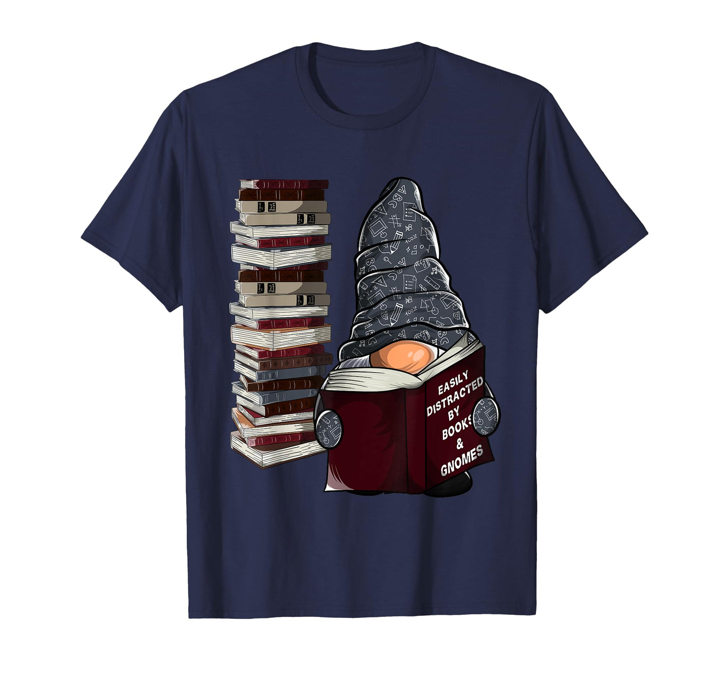 Easily distracted by books & gnomes, garden gnome book lover T-Shirt