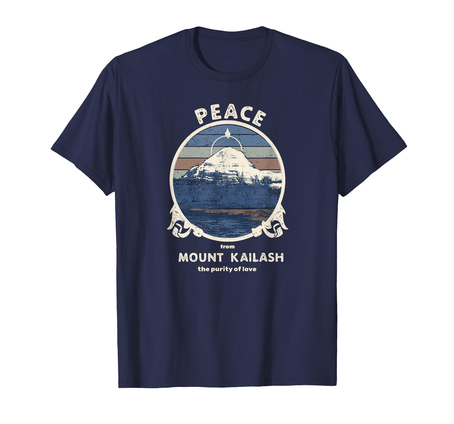 Mount Kailash Peace, Purity of Love Meditation Retro Print T-Shirt