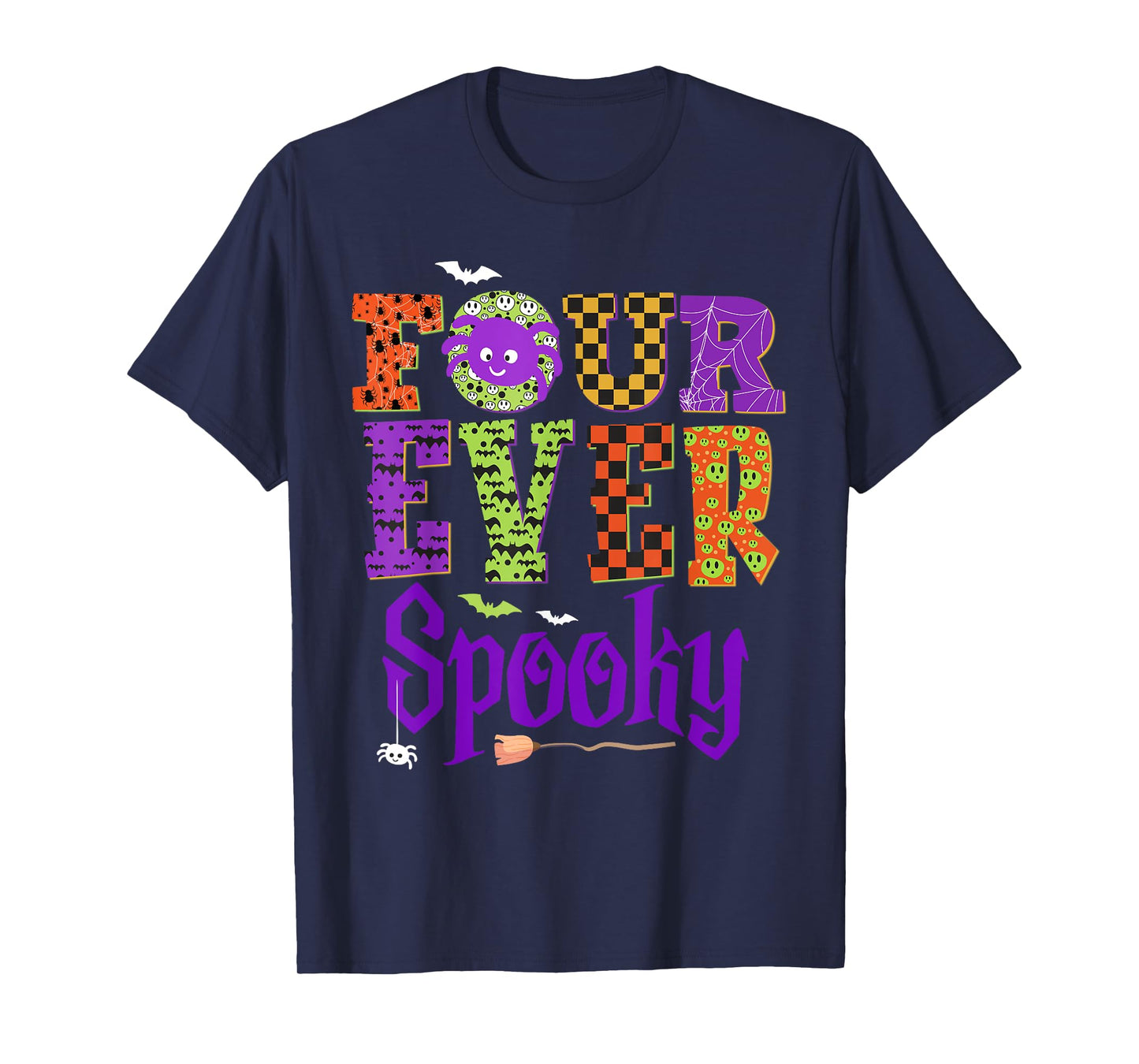 Four Ever Spooky Ghost Halloween 4th Birthday Party Kids T-Shirt