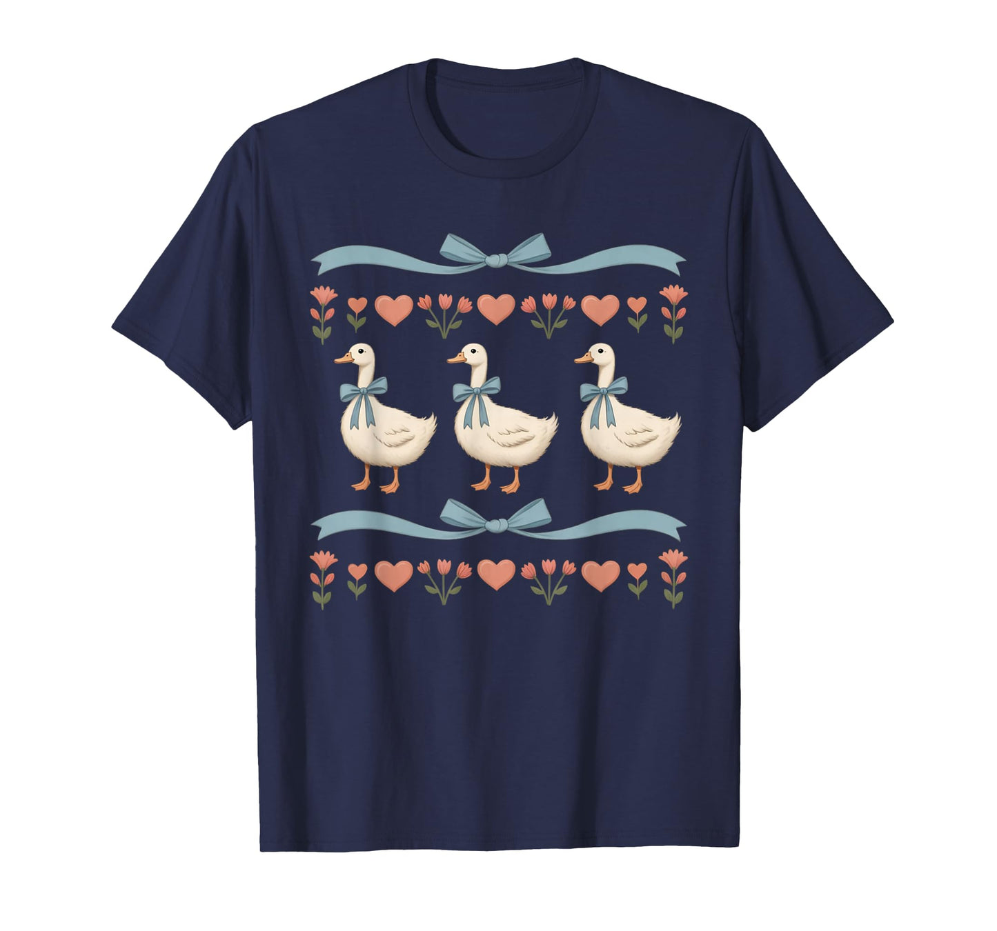 Vintage Goose 1980's Blue Ribbon Retro 80s Coquette Style T-Shirt