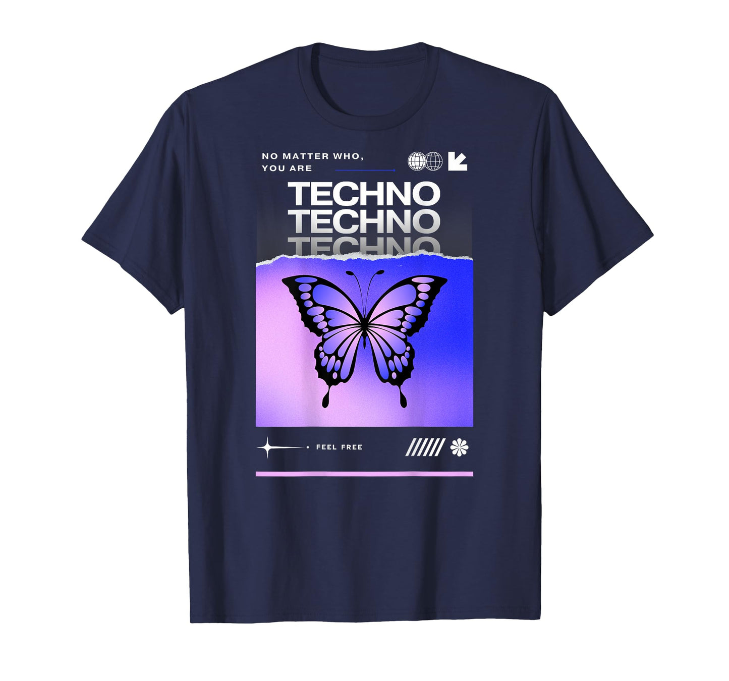 Techno Butterfly Rave Feel Freedom Trance Love Club T-Shirt