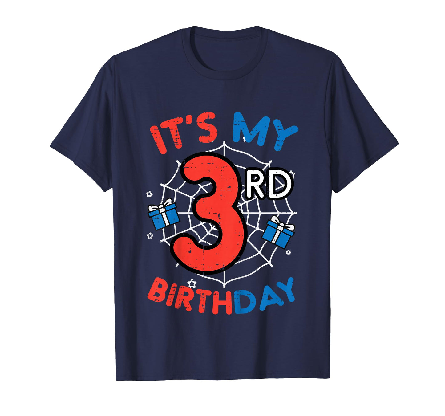 Its My 3rd Birthday Spider Web 3 Year Old Bday Boys Kids T-Shirt