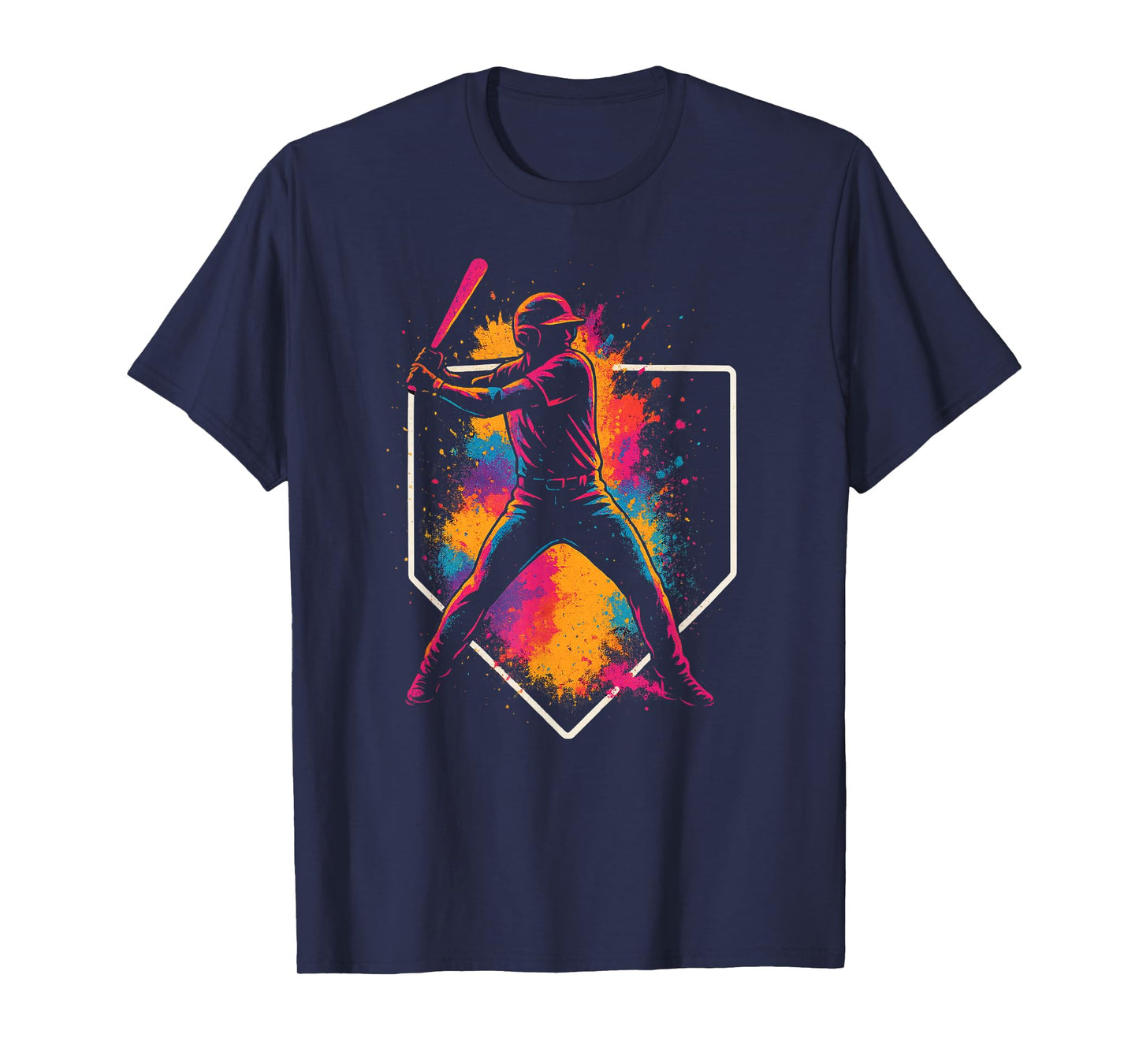 Colorful Splash Baseball Batter Swing with Home Plate Youth T-Shirt