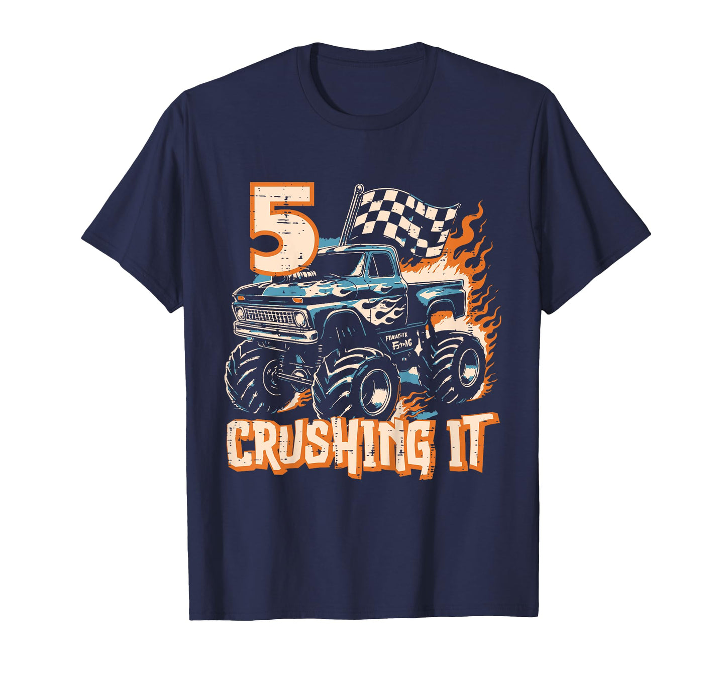 Kids 5 Crushing It Monster Truck Cool 5th Birthday Bday Boys Kids T-Shirt
