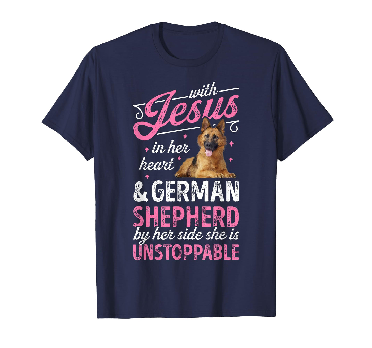 With Jesus In Her Heart And German Shepherd T shirt Women T-Shirt