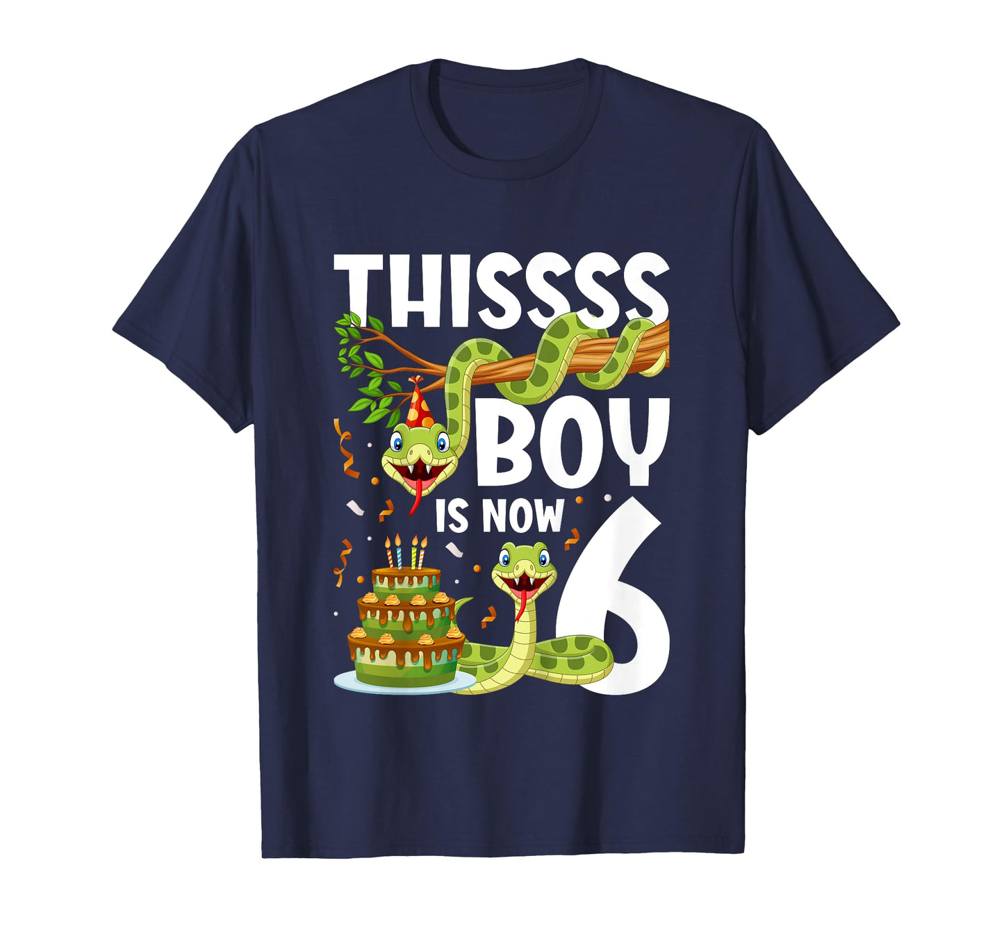 Kids 6th Reptile Birthday 6 Year Old Boy Snake Birthday Party T-Shirt