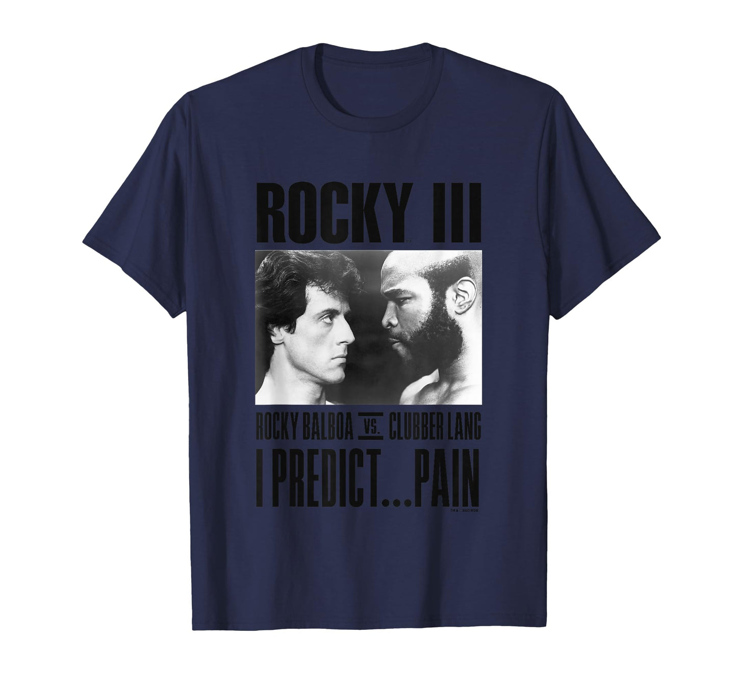 Rocky III I Predict Pain Rocky Vs Clubber Lang Panel T-Shirt - Unisex-Adults, Kids - Grey - Small - Short Sleeve - T-Shirt