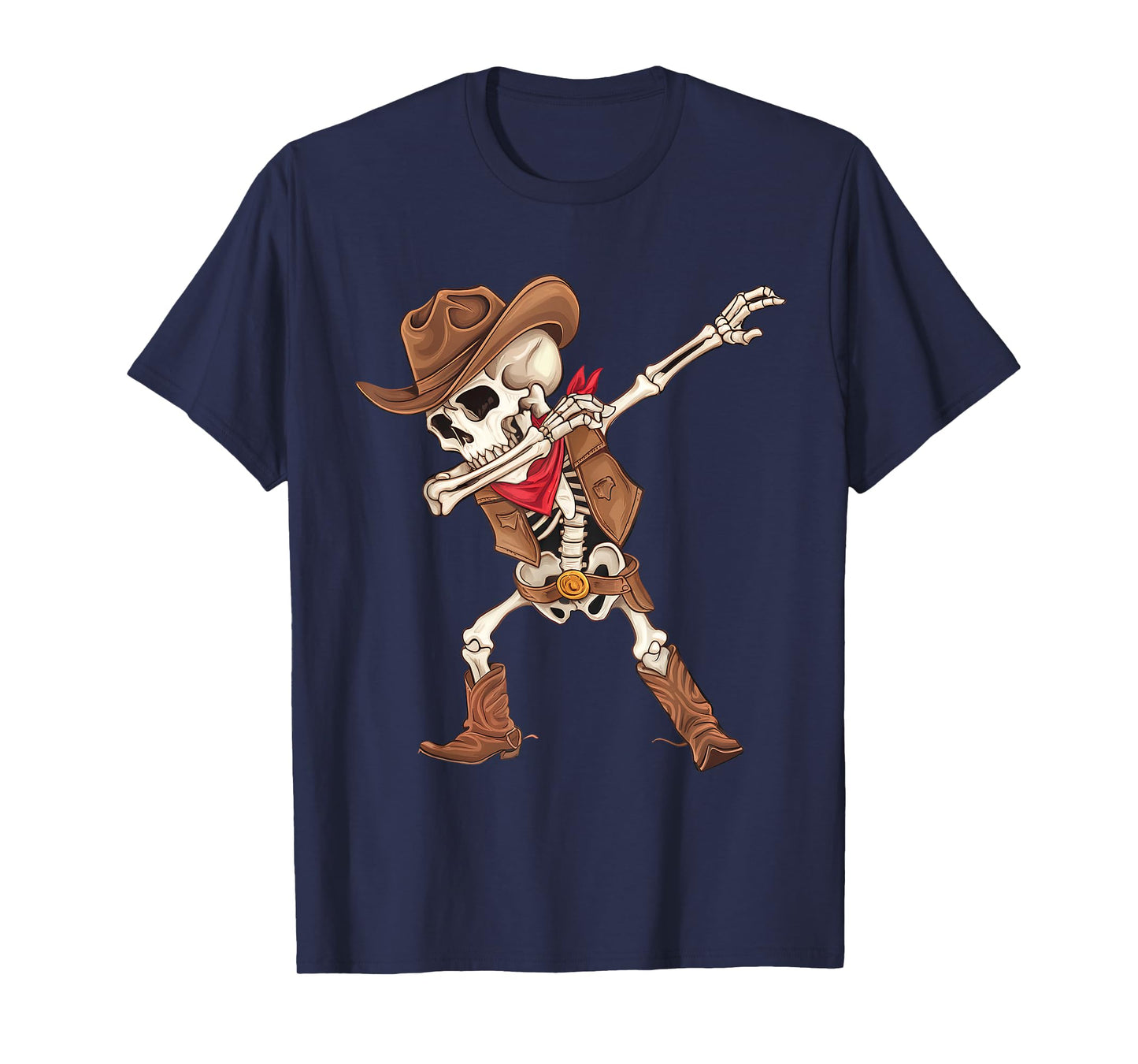 Dabbing Skeleton Cowboy Halloween Costume Boys Mens Kids T-Shirt