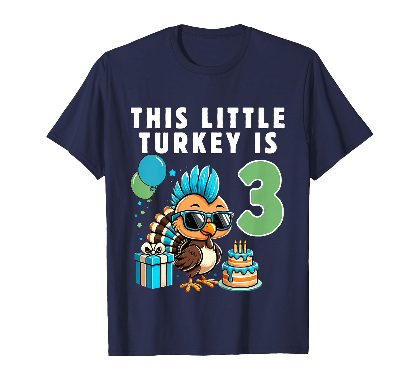 Kids This Little Turkey is 3, Boys 3rd Birthday Kids Thanksgiving T-Shirt