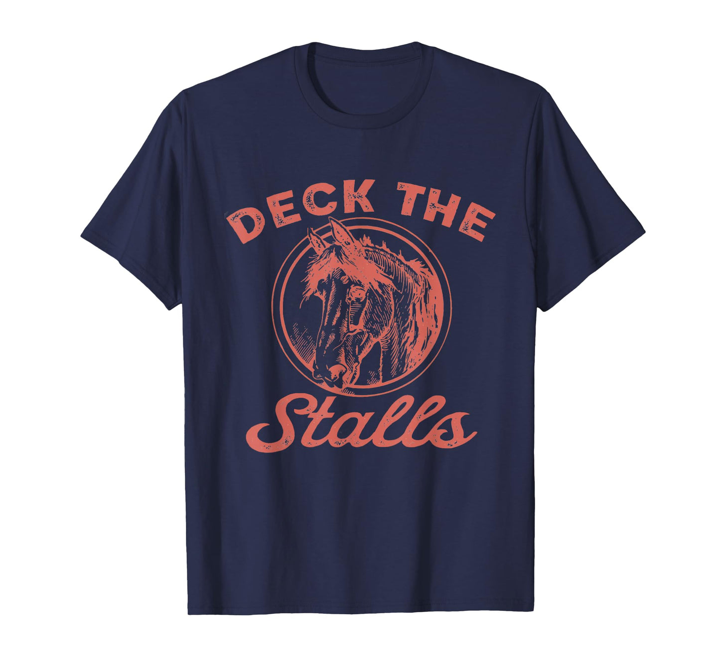 Women Deck the Stalls Horse Christmas Funny Horse Rider T-Shirt