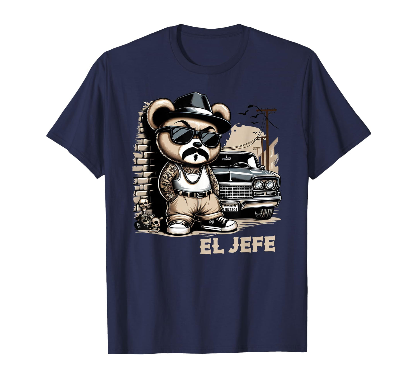EL JEFE Hip Hop Teddy Bear Lowrider Shirt Chicano Cholo T-Shirt