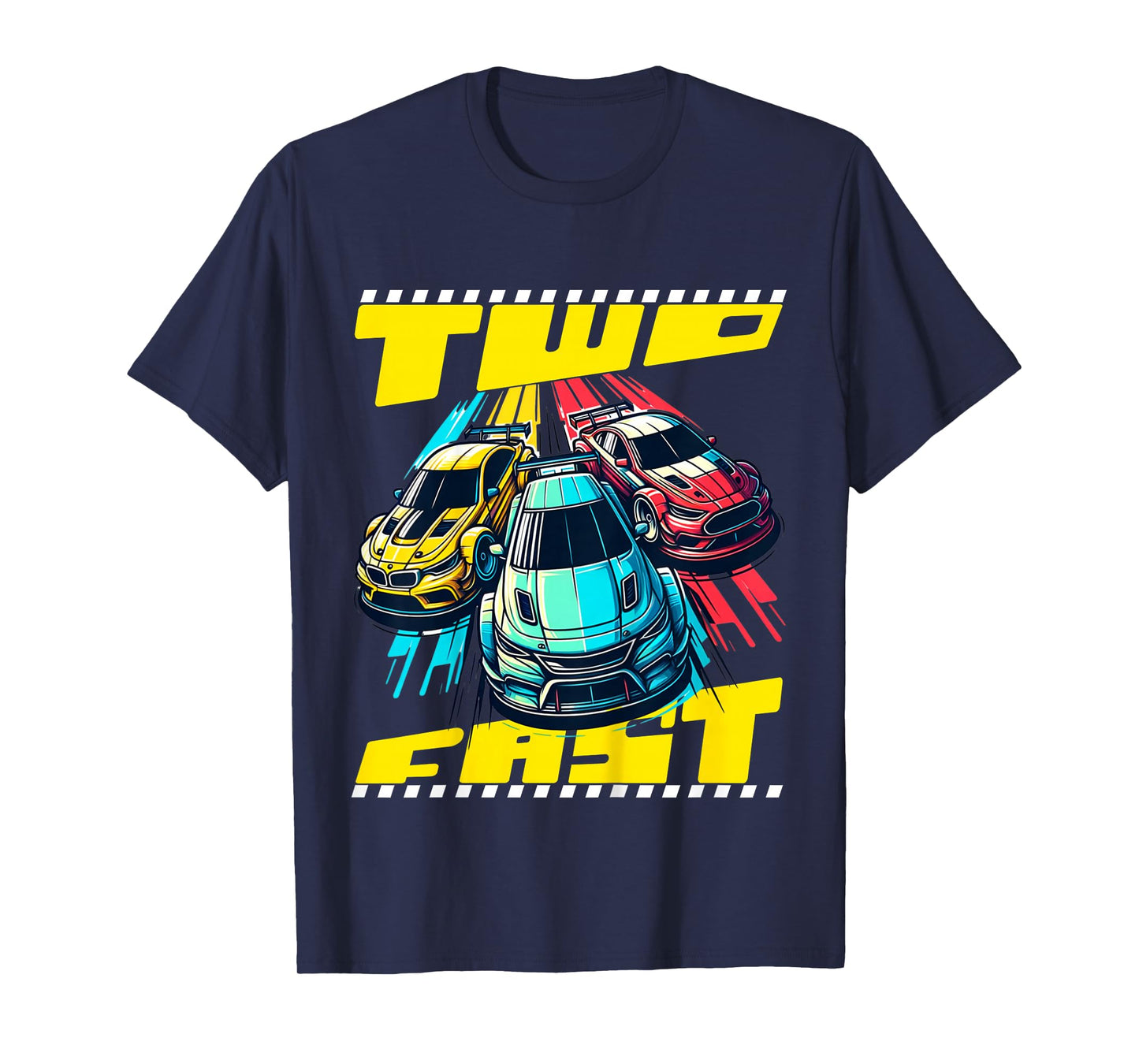 Kids Kids Two 2 Year Old 2nd Birthday Two Fast Racecar Boys Girls T-Shirt