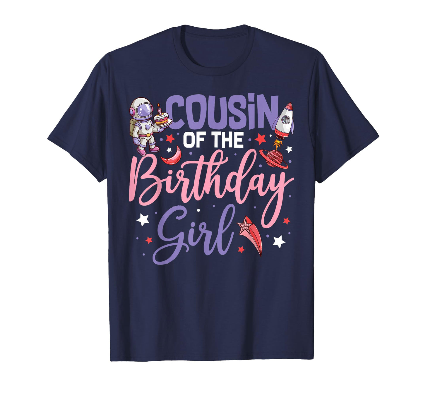 Two The Moon Cousin Of the Birthday Girl Astronaut Family T-Shirt
