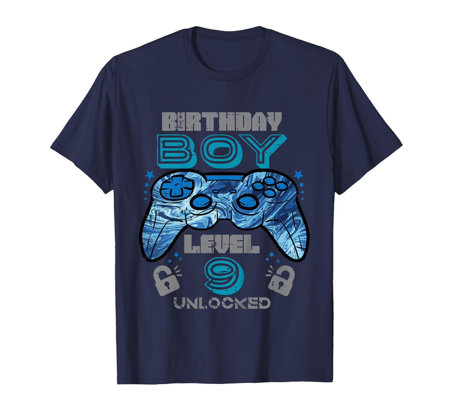 Kids 9th Birthday Gamer Level 9 Unlocked Video Gaming Bday Boys T-Shirt