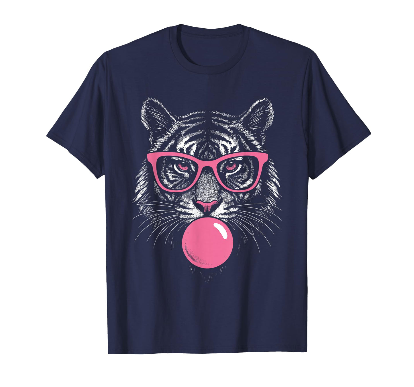Tiger Face Pink Sunglasses Wild Animal Jungle Women Girls T-Shirt