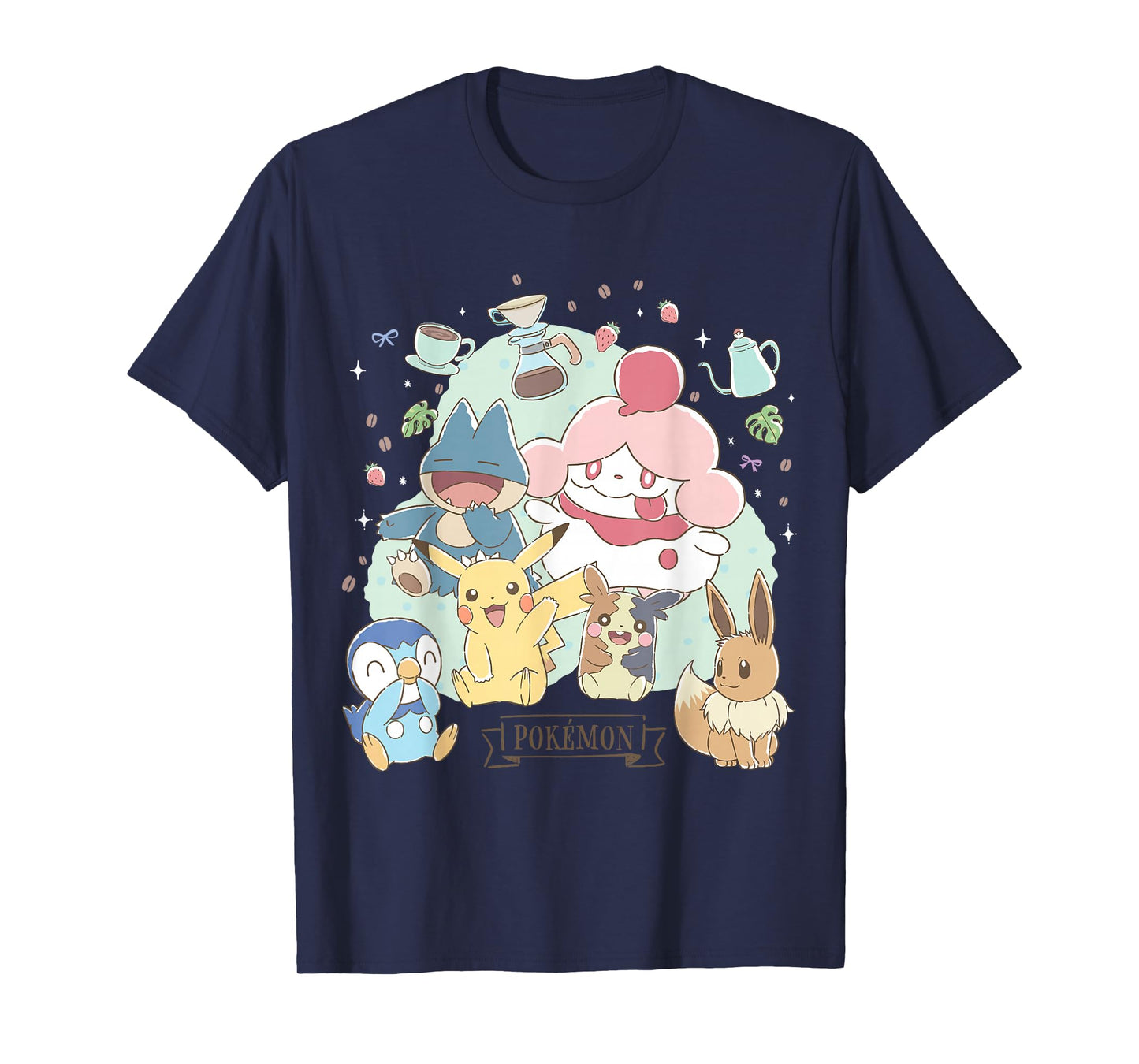 Pokémon - Cafe Pika Eevee Piplup Munchlax Morpeko Slurpuff T-Shirt