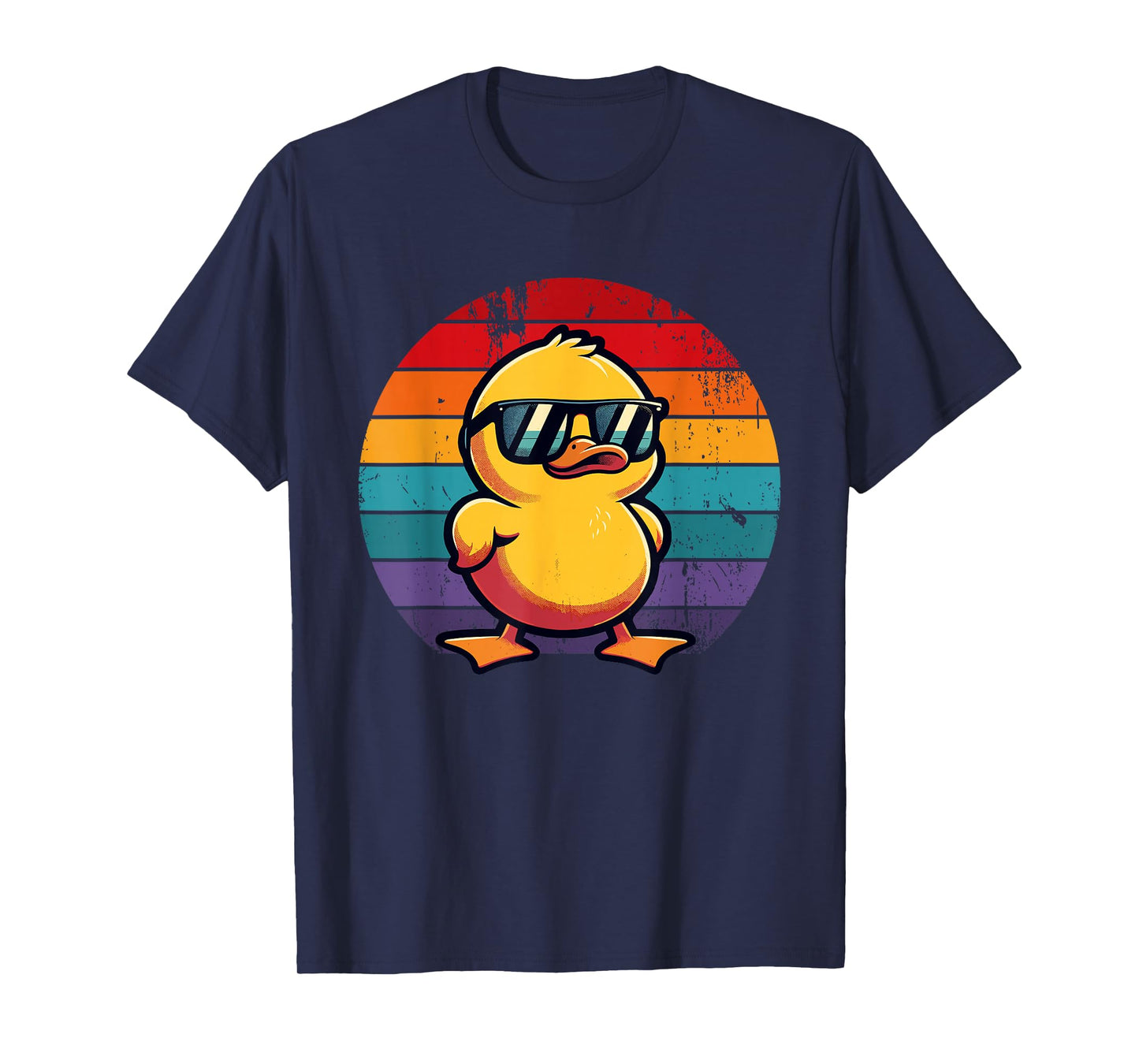 Cool Retro Yellow Duck in Sunglasses 70s 80s 90s Funny Duck T-Shirt
