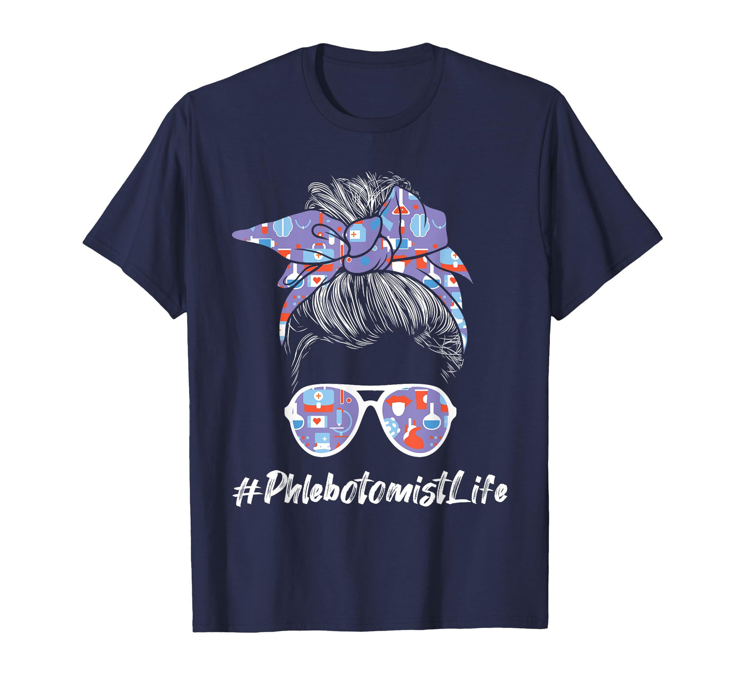 Phlebotomist Life - Woman Messy Hair Phlebotomy Technician T-Shirt