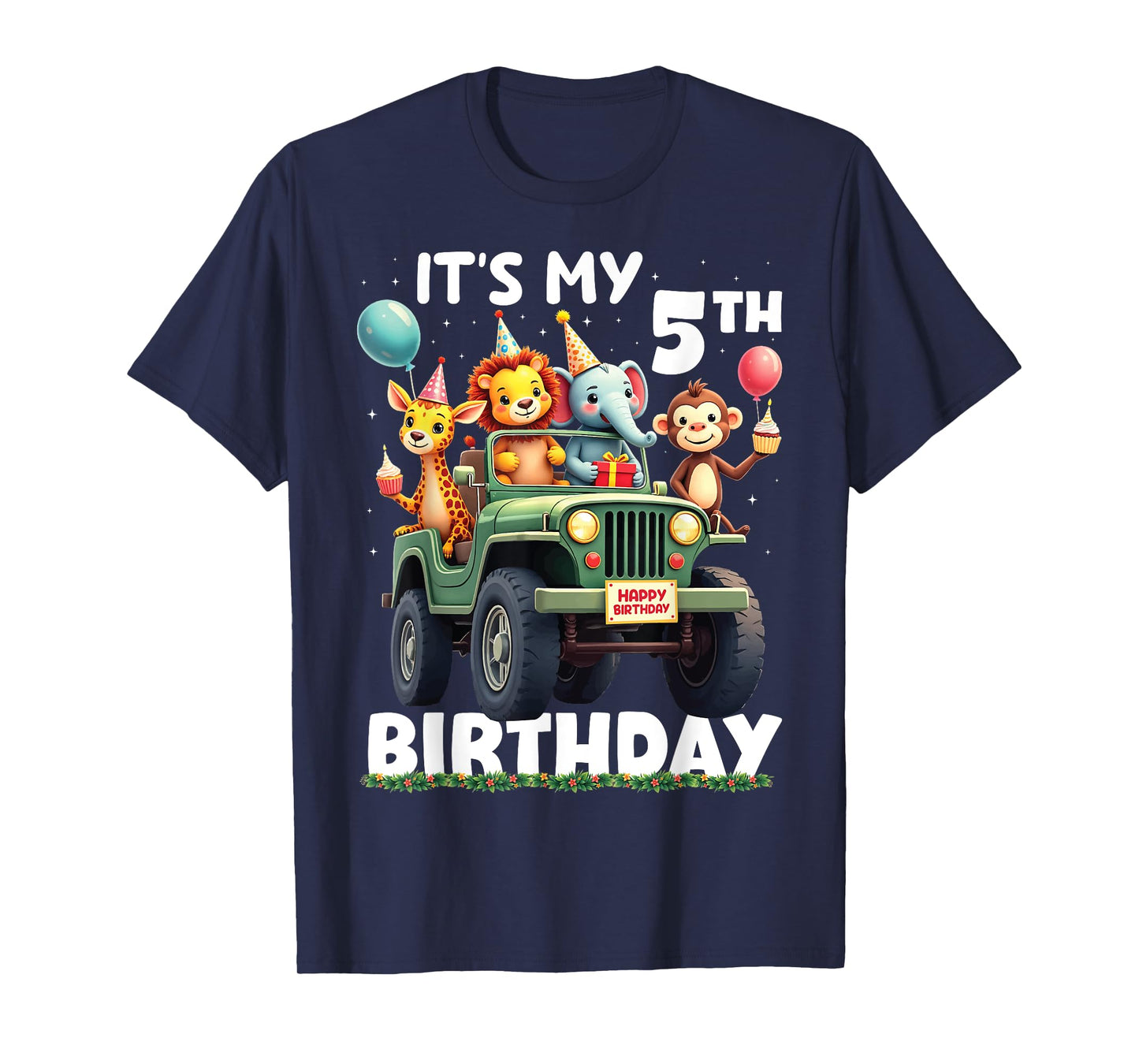 Its My 5th Birthday Zoo Safari Jungle Animals Lover Kids T-Shirt